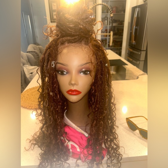 WOW! 26" Boho Faux Locs Lace Front Wig Chocolate Cherry Color Blend! - Picture 7 of 9